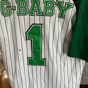 Green and White Striped Kids Shirt